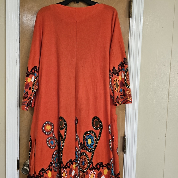 Orange Floral Open Front Cardigan - Picture 8 of 13